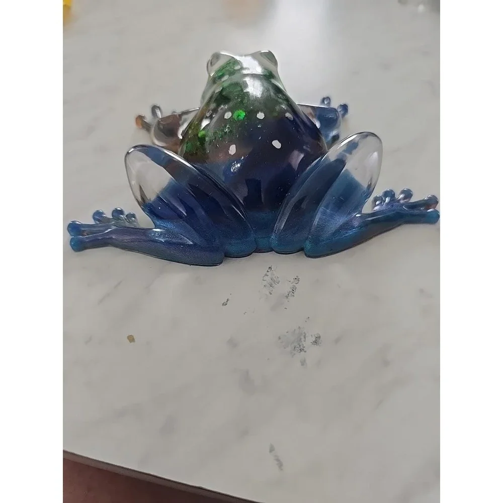 Resin‎ Frog Home Decor Figure Handmade 717 Green Blue